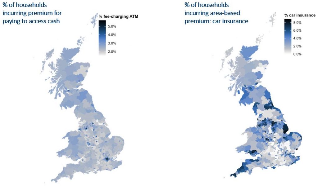 Map showing geographical inequalities