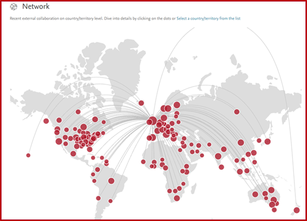 Map of BPI researchers' international collaborations