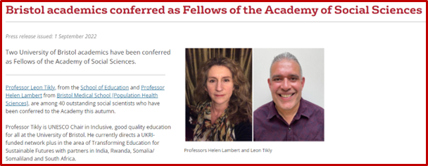 Screenshot of news story about Fellows of the Academy of Social Science