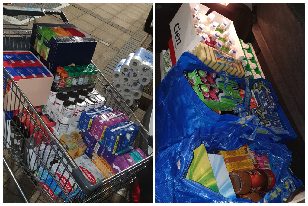 Photos of shopping for foodbank